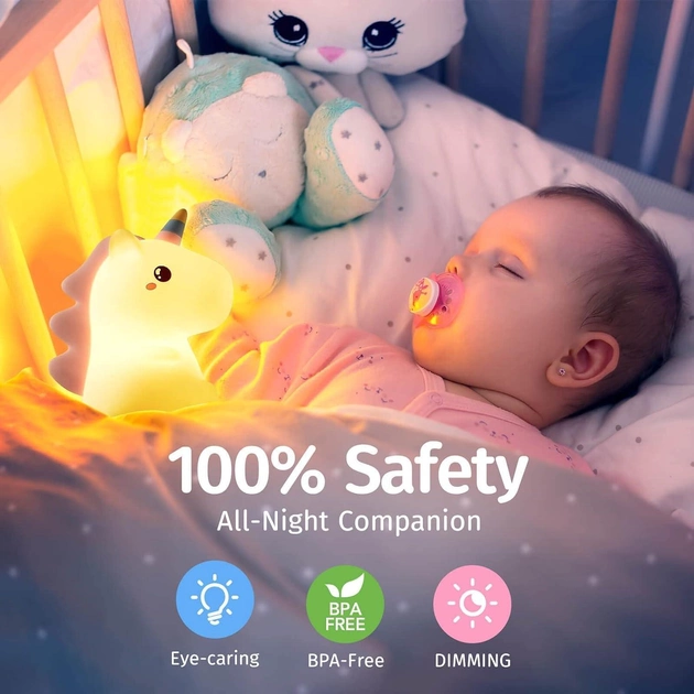 Дитячий силіконовий нічник світильник лампа єдиноріг RGB LOSSO Unicorn - зображення 11