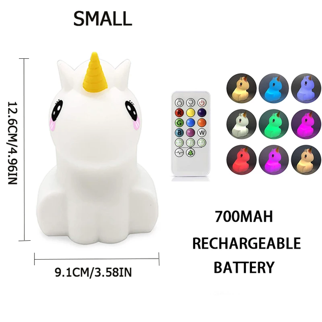 Дитячий силіконовий нічник світильник лампа єдиноріг RGB LOSSO Unicorn - зображення 12