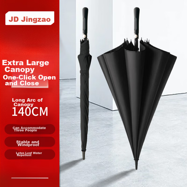 Зонт JD Original Extra Large, с длинной ручкой, автоматический прямой каркас, для мужчин, для гольфа, бизнеса, от солнца и дождя, ветрозащитный, для сильного дождя, 27 дюймов. - изображение 4