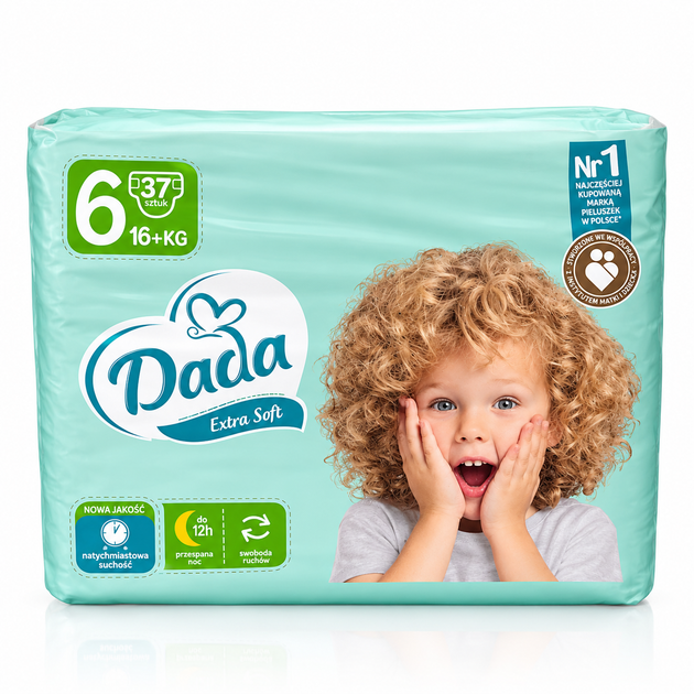 Подгузники Dada Extra Soft, размер 6, 16+ кг, 37 шт - Фото 1 Подгузники Dada Extra Soft, размер 6, 16+ кг, 37 шт - изображение 1