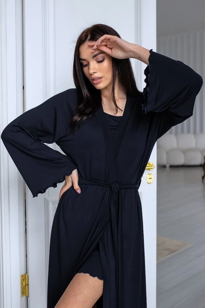 Комплект вискозный с кружевом короткий Кс0330п Синий, 3XL - Фото 3 Комплект вискозный с кружевом короткий Кс0330п Синий, 3XL - изображение 3