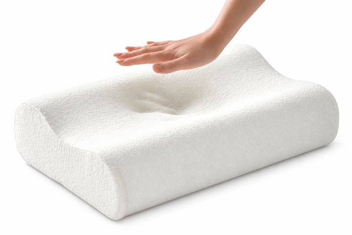 Ортопедическая подушка Memory Pillow 50×30×10 см с эффектом памяти анатомическая белая для сна и поддержки головы и шеи - изображение 6
