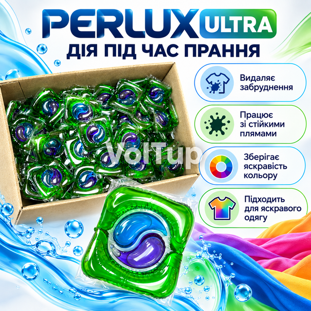 Капсули для прання PERLUX ULTRA 4 в 1 200 шт, гелеві капсули з плямовивідником, кондиціонером і захистом від накипу - зображення 4