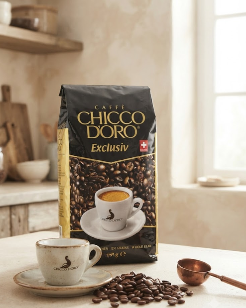 Зернова кава 1015 г Chicco d'Oro Exclusiv купаж арабіки робусти середнє обсмаження насичена кава з кофеїном 1 кг для еспресо кавомашини капучино лате американо вакуумне пакування - зображення 6