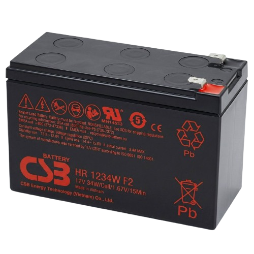 Аккумуляторная батарея CSB HR1234WF2 12В 9Ач герметичная подходит для ИБП и видеонаблюдения - Фото 2 Аккумуляторная батарея CSB HR1234WF2 12В 9Ач герметичная подходит для ИБП и видеонаблюдения - изображение 2