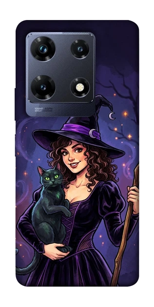 Чехол для Infinix Note 30 Pro NFC с принтом Witch and cat - Фото 1 Чехол для Infinix Note 30 Pro NFC с принтом Witch and cat - изображение 1