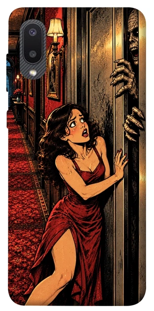 Чехол для Galaxy A02 с принтом Scared woman - Фото 1 Чехол для Galaxy A02 с принтом Scared woman - изображение 1