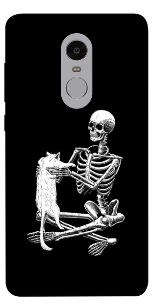 Чехол для Xiaomi Redmi Note 4X с принтом Skeleton with cat - Фото 1 Чехол для Xiaomi Redmi Note 4X с принтом Skeleton with cat - изображение 1