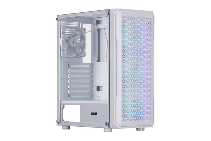 Корпус 2E GAMING Hexagon G338W без БЖ 2xUSB3.0, 1xUSB Type-C, 3x120 мм ARGB, 1x120 мм, VGA 330 мм, LCS ready, HUB, TG боковая панель, ATX, белый. - изображение 2