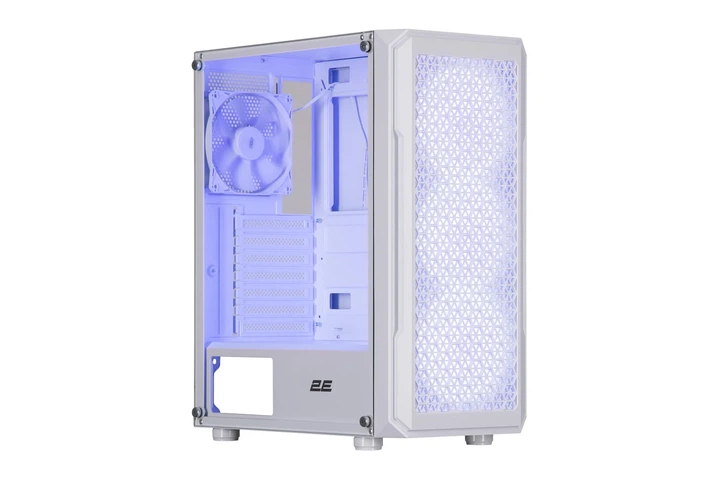 Корпус 2E GAMING Hexagon G338W без БЖ 2xUSB3.0, 1xUSB Type-C, 3x120 мм ARGB, 1x120 мм, VGA 330 мм, LCS ready, HUB, TG боковая панель, ATX, белый. - изображение 7