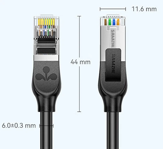 Патч-корд SAMZHE GD6A100 Cat 6a 10 Гбіт/с чиста мідь 10 м Чорний - зображення 13