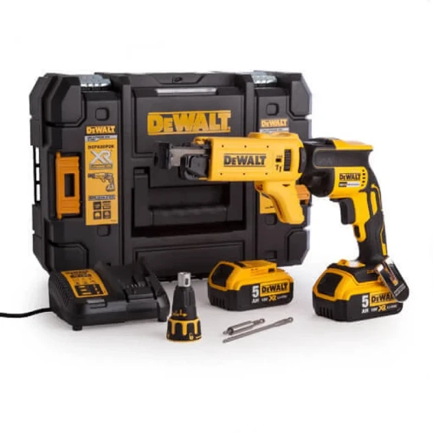 Шуруповерт для гипсокартона бесщеточный DeWALT 18 В XR Li-Ion 30 Нм 2 АКБ 5 А·ч ЗУ кейс DCF620P2K-QW - изображение 2
