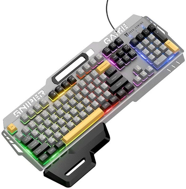 Дротова клавіатура Hoco GM702 Vistoso Gaming USB Type-A Wired Keyboard Cyrillic Gray/Black - Фото 5 Дротова клавіатура Hoco GM702 Vistoso Gaming USB Type-A Wired Keyboard Cyrillic Gray/Black - изображение 5