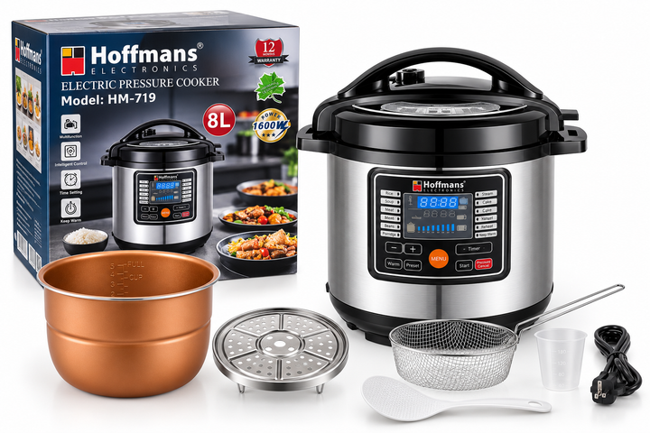 Мультиварка-скороварка HOFFMANS HM-719, 8 л, 1600 Вт, 14 програм, з дисплеєм - изображение 6