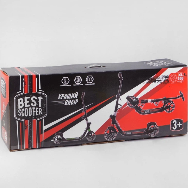 Самокат двухколесный Best Scooter L-22066 Черно-зеленый - Фото 8 Самокат двухколесный Best Scooter L-22066 Черно-зеленый - изображение 8