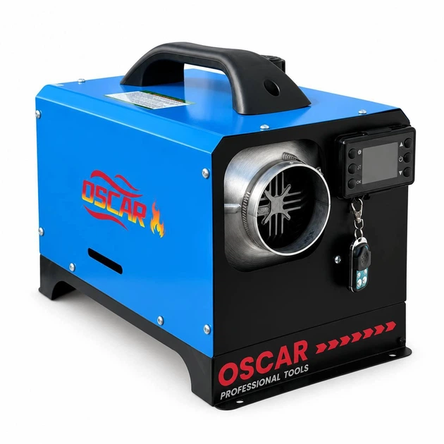 Автономный дизельный обогреватель POWER OSCAR 8 кВт с дисплеем, пультом ДУ и питанием 12/24/220 В, Синий - изображение 3