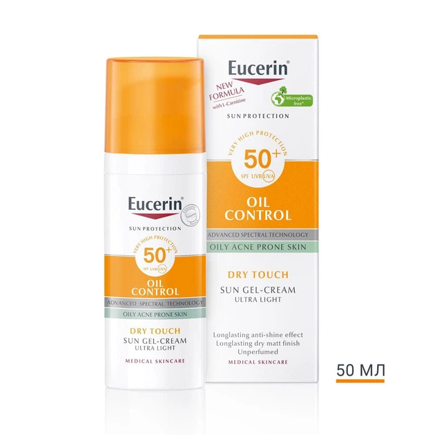 Гель-крем для обличчя EUCERIN (Юцерин) Oil Control сонцезахисний матуючий для жирної та комбінованої шкіри SPF50+ 50 мл - зображення 2
