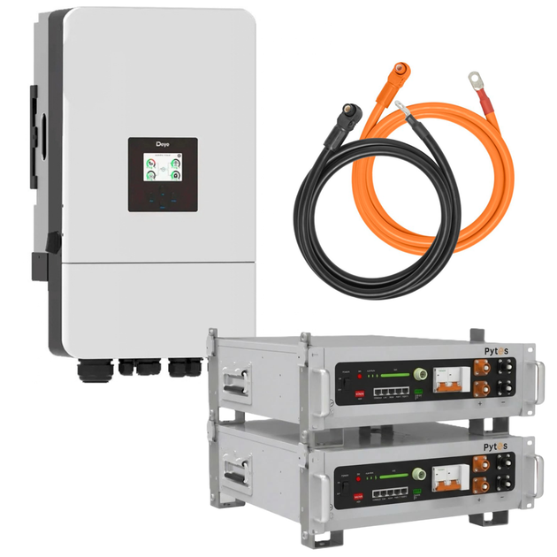 Комплект автономного енергопостачання Deye SUN-12K-SG05LP3-EU 12 кВт + Pytes V5°α Plus H+ 2 шт 5.12 кВт·год LiFePO4 - зображення 2