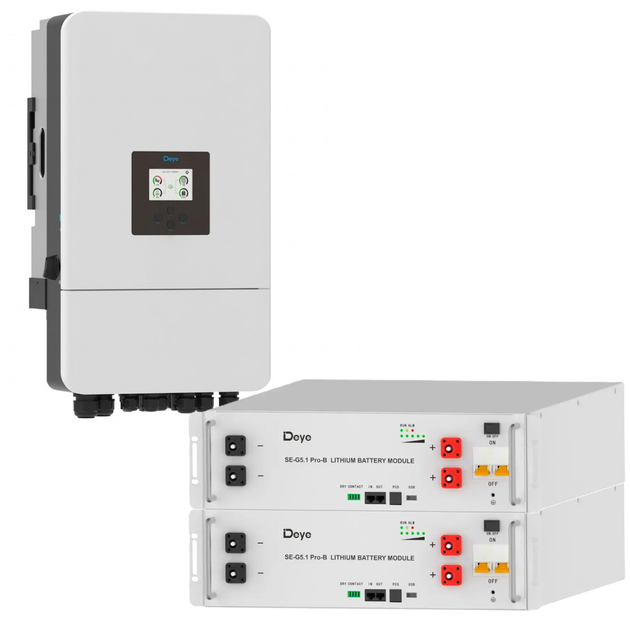Комплект автономного енергопостачання Deye SUN-8K-SG05LP3-EU 8 кВт 3 фази + Deye SE-G5.1 Pro-B 2 шт 5.12 кВт·год LiFePO4 - зображення 2