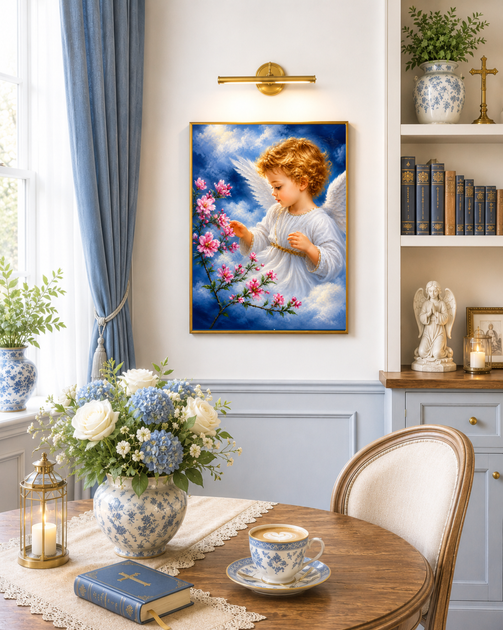 Алмазная мозаика на подрамнике ColorArt 30х40 Ангелочек девушка STP428 + Подарок лак для покрытия - изображение 3