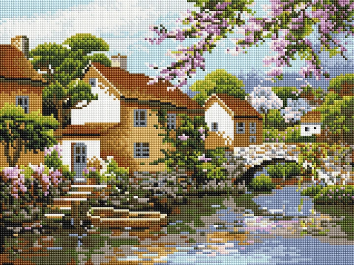 Алмазная вышивка ColorArt 30х40см Домик на берегу ST415 полная выкладка, квадратные алмазики, набор для творчества и рукоделия - изображение 2