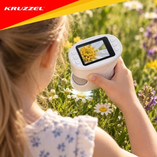 Цифровой карманный микроскоп для детей Kruzzel 28318 1000x 2 Мп с IPS-экраном 2", LED-подсветкой белый - изображение 10