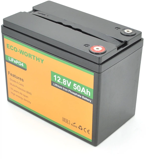 Аккумуляторная батарея ECO-WORTHY LiFePO4 Литий-ионный 12.8V 50Ah 50/50A (YT45672) - изображение 2