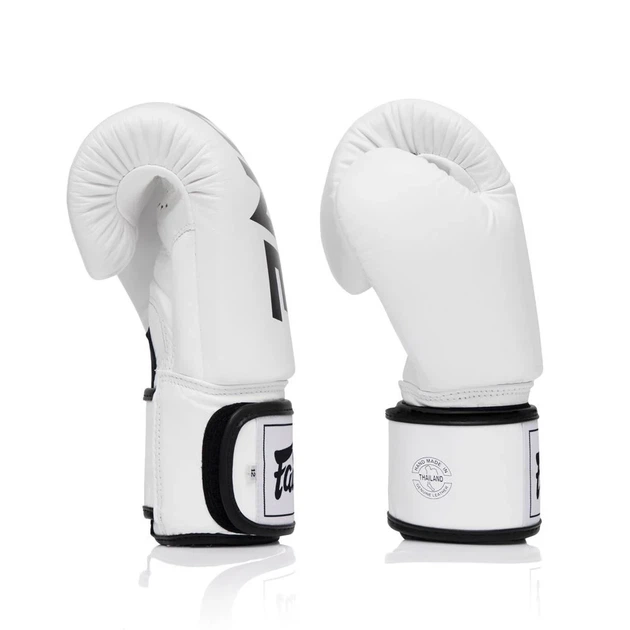 Боксерские перчатки Fairtex натуральная кожа 10 унций белые. - изображение 7