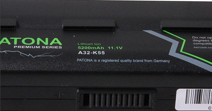 Акумулятор PATONA Premium для ASUS A32-K55 / A33-K55 / A41-K55 / A45 / K55 - Фото 4 Акумулятор PATONA Premium для ASUS A32-K55 / A33-K55 / A41-K55 / A45 / K55 - зображення 4