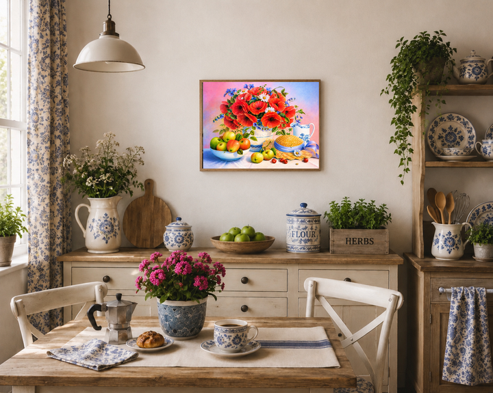 Алмазная мозаика на подрамнике 30х40см ColorArt Букет маков STP432 + Подарок лак для покрытия - изображение 3