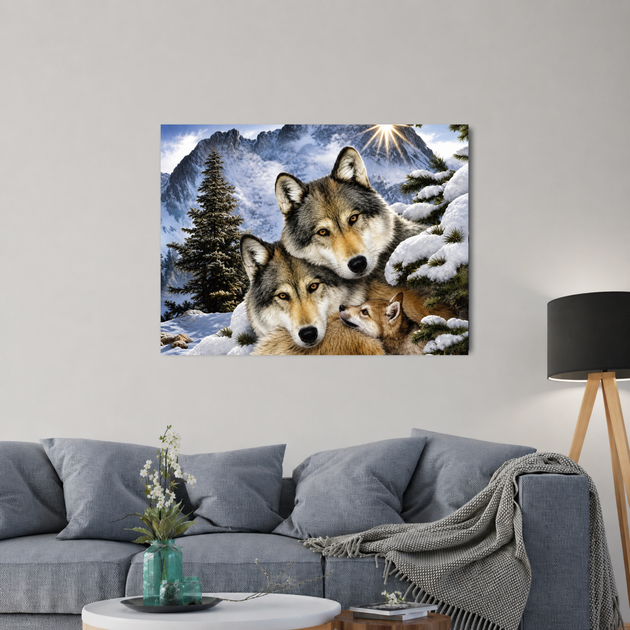 Алмазна мозаїка на підрамнику ColorArt Вовки 30x40 STP406 + Подарунок лак для покриття - зображення 3