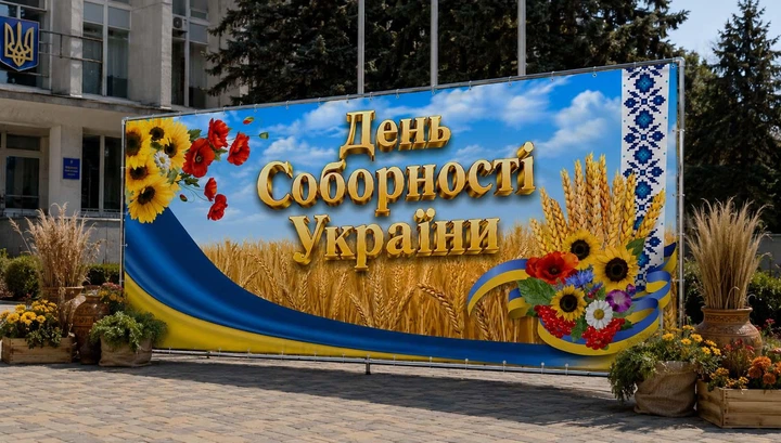 Баннер для фотозоны патриотический PHOTODECOR «День Соборности Украины 2» 1 кв.м - Фото 1 Баннер для фотозоны патриотический PHOTODECOR «День Соборности Украины 2» 1 кв.м - изображение 1