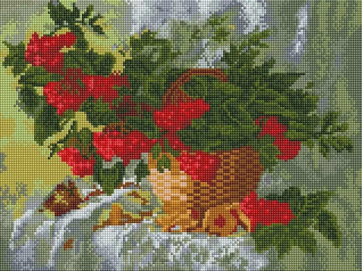 Алмазная мозаика на подрамнике ColorArt 30х40 Калина STP401 + Подарок лак для покрытия, полная выкладка, квадратные алмазики, набор для творчества и рукоделия - изображение 2