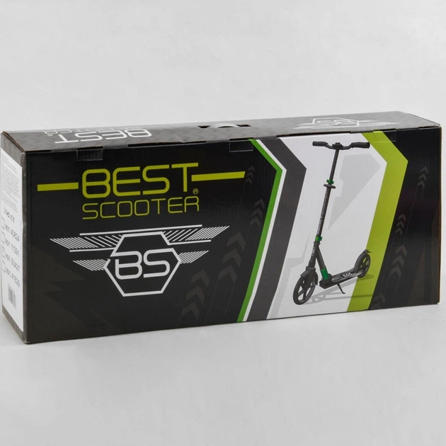 Самокат двухколесный Best Scooter 93427 Черно-зеленый - изображение 8