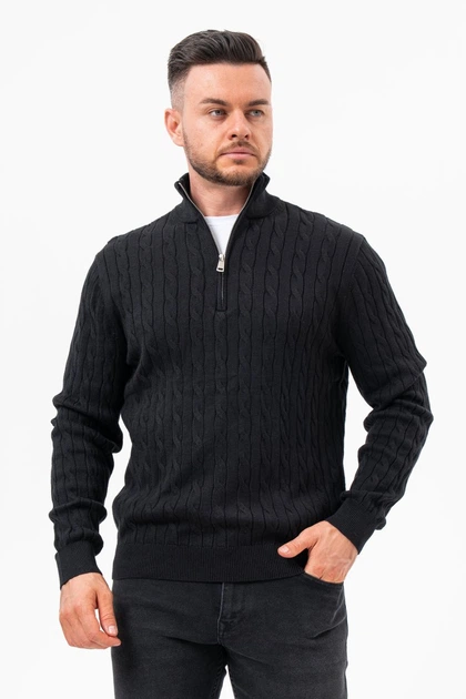 Трикотажный джемпер на молнии K.O.R 26581 Черный (black) L - Фото 1 Трикотажный джемпер на молнии K.O.R 26581 Черный (black) L - изображение 1