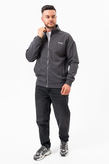 Спортивна кофта на блискавці K.O.R 32019 Сірий (GREY) 2XL - Фото 2 Спортивна кофта на блискавці K.O.R 32019 Сірий (GREY) 2XL - зображення 2