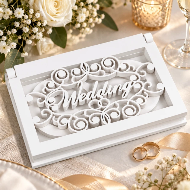 Свадебная шкатулка для обручальных колец «Wedding» белая ажурная 15×10×1,5 см (SD-00079) - Фото 2 Свадебная шкатулка для обручальных колец «Wedding» белая ажурная 15×10×1,5 см (SD-00079) - изображение 2
