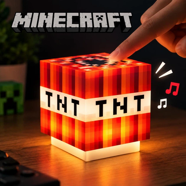 Ночник Динамит Майнкрафт TNT, LED светильник со звуком, красный - изображение 3