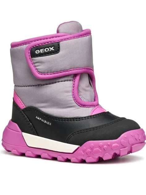 Детские зимние ботинки Geox Trekkyup Amphibiox, сапоги 21р серый/чёрный/фиолетовый девочке - изображение 2