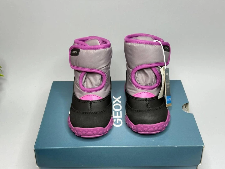 Детские зимние ботинки Geox Trekkyup Amphibiox, сапоги 21р серый/чёрный/фиолетовый девочке - изображение 8