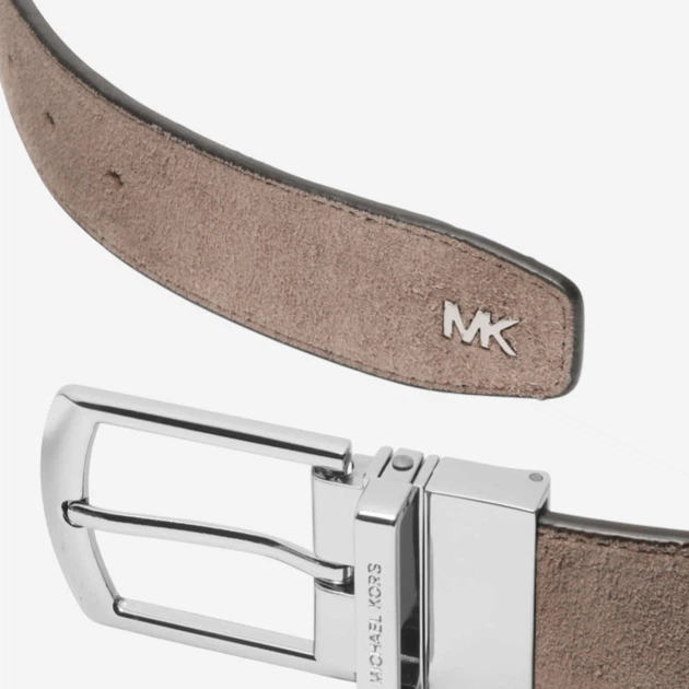 Ремень двусторонний мужской из натуральной кожи/из натуральной замши Michael Kors 584401777 140 см Черный/Серый (1162688683) - Фото 3 Ремень двусторонний мужской из натуральной кожи/из натуральной замши Michael Kors 584401777 140 см Черный/Серый (1162688683) - изображение 3