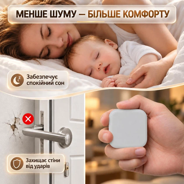 Стопор для дверей на двері настінний обмежувач дверний упор відбійник для дверей стопер силіконовий квадратний 6 шт GDragon Сірий 79_2_6_3 - зображення 4