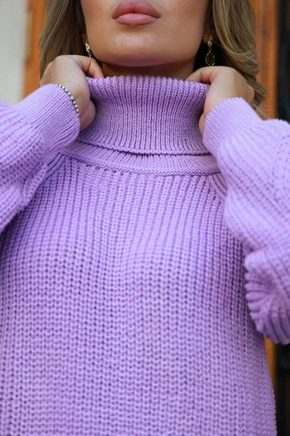 Жіночий вʼязаний светр SONYA, колір Бузок розмір One Size - изображение 5