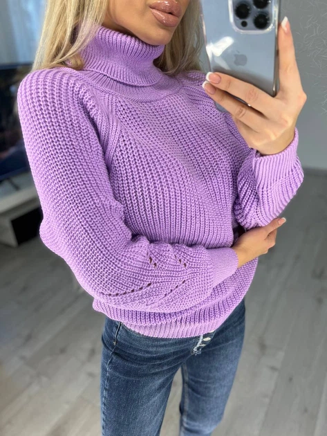 Жіночий вʼязаний светр SONYA, колір Бузок розмір One Size - изображение 6