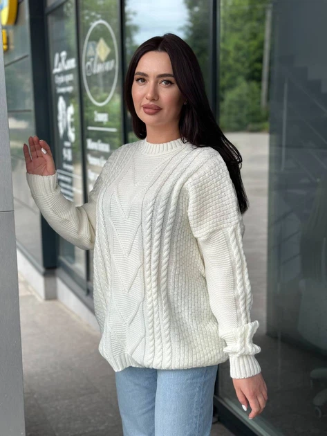 Жіночий вʼязаний светр DARINA, колір Молоко, розмір One Size - изображение 8