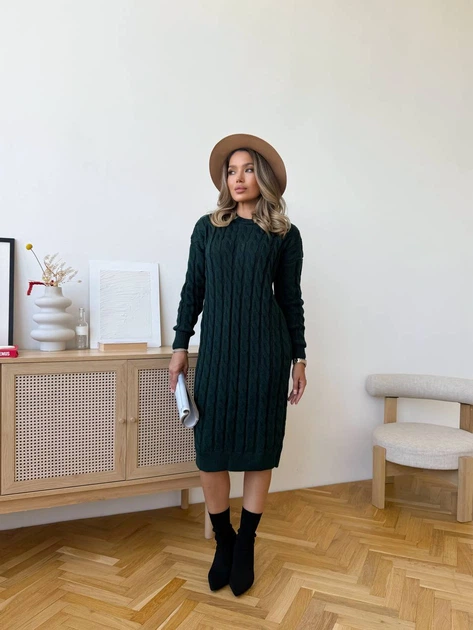 В’язана сукня міді MIRABEL, колір Смарагд розмір One Size - зображення 9
