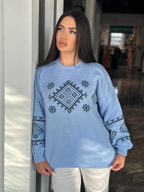 Жіночий вʼязаний светр CHARIVNA KRASA, колір Блакитний розмір One Size - Фото 6 Жіночий вʼязаний светр CHARIVNA KRASA, колір Блакитний розмір One Size - изображение 6