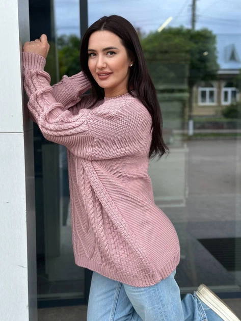 Жіночий вʼязаний светр DARINA, колір Пудра, розмір One Size - Фото 8 Жіночий вʼязаний светр DARINA, колір Пудра, розмір One Size - зображення 8