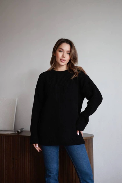 Жіночий вʼязаний светр LUNA, колір Чорний, розмір One Size - Фото 9 Жіночий вʼязаний светр LUNA, колір Чорний, розмір One Size - зображення 9