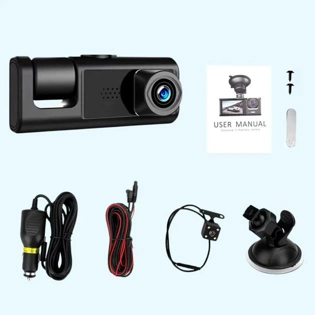 Відеореєстратор із трьома камерами 1296P Full HD+, G-Sensor, нічне знімання - Фото 6 Відеореєстратор із трьома камерами 1296P Full HD+, G-Sensor, нічне знімання - зображення 6
